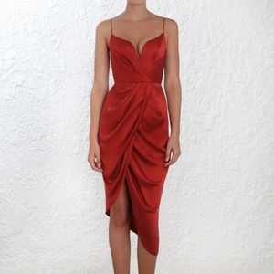 Zimmermann Sueded Silk Plunge Cocktail Dress